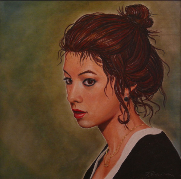 Portrait eines jungen Mädchens  Pastell / Ölpastell auf Leinwand
